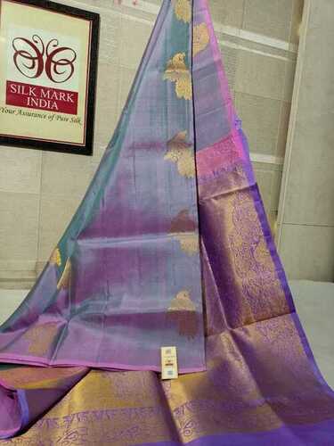 ट्रेडिशनल प्योर कांजीवरम गोल्ड जरी सॉफ्ट सिल्क हैंडलूम सिल्क