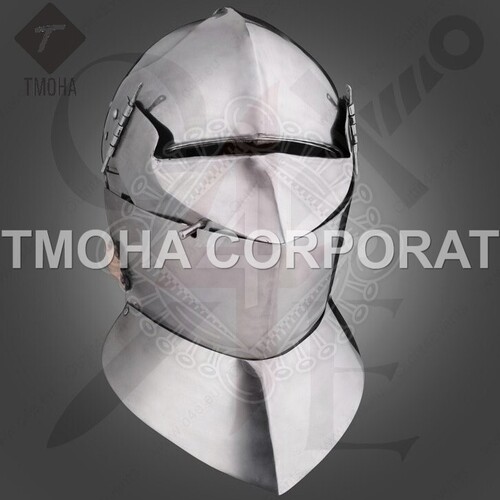 आयरन मध्यकालीन आर्मर हेलमेट नाइट हेलमेट क्रूसेडर हेलमेट प्राचीन हेलमेट आर्मेट 1470-90 जर्मन टाइप Ah0537