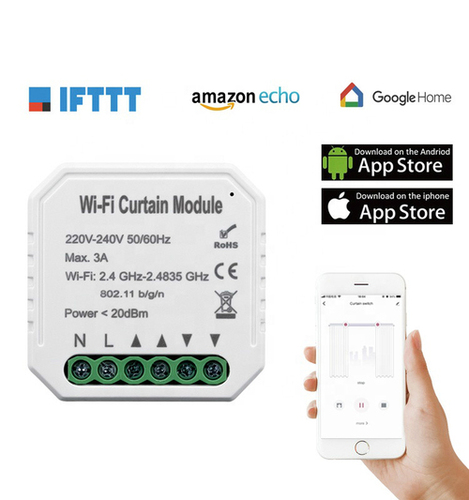 Wifi Voice Control Smart Curtain Switch Module Tuya App Alexa Google Home - Color: White