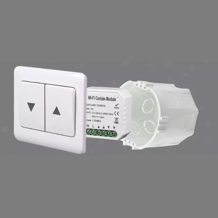 White Wifi Voice Control Smart Curtain Switch Module Tuya App Alexa Google Home