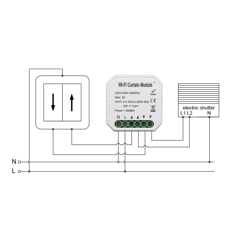 White Wifi Voice Control Smart Curtain Switch Module Tuya App Alexa Google Home