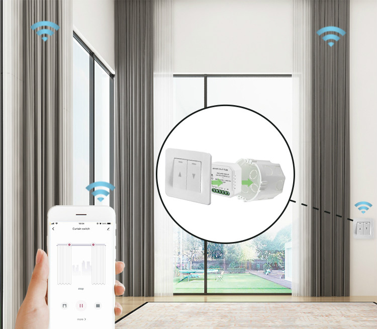 White Factory Direct Sale Tuya App Control Mini Wifi Curtain Switch Module No Hub Required