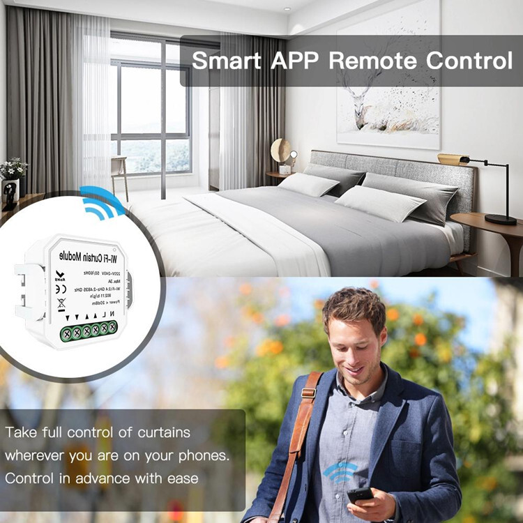 White Factory Direct Sale Tuya App Control Mini Wifi Curtain Switch Module No Hub Required