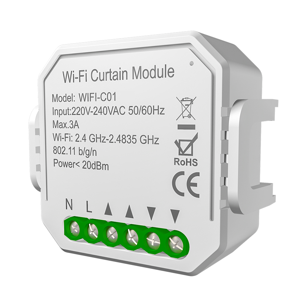 White Factory Direct Sale Tuya App Control Mini Wifi Curtain Switch Module No Hub Required