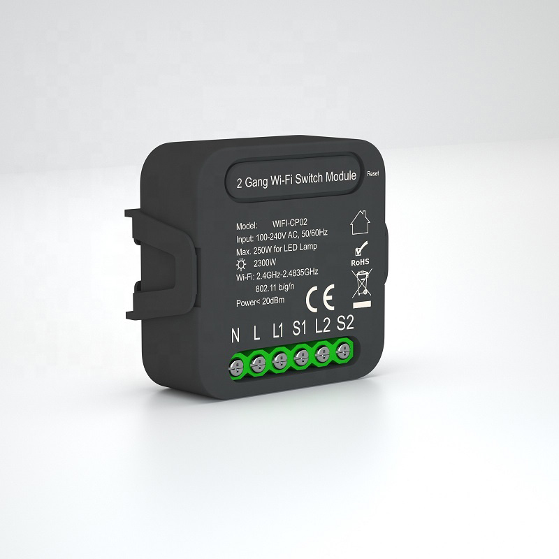 White Mini Smart Wifi Switch 2 Gang Wireless Remote Control Timer Switch Relay Module Powered By Tuya App