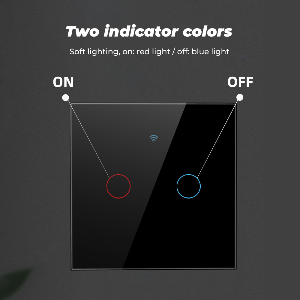 Tuya Wifi Smart Touch Switch Light Without No Neutral Wire Glass Wall Eu 2 Way 1/2/3/4 Gang For Alexa Google Home Dimension(l*w*h): 15x15x10  Centimeter (Cm)