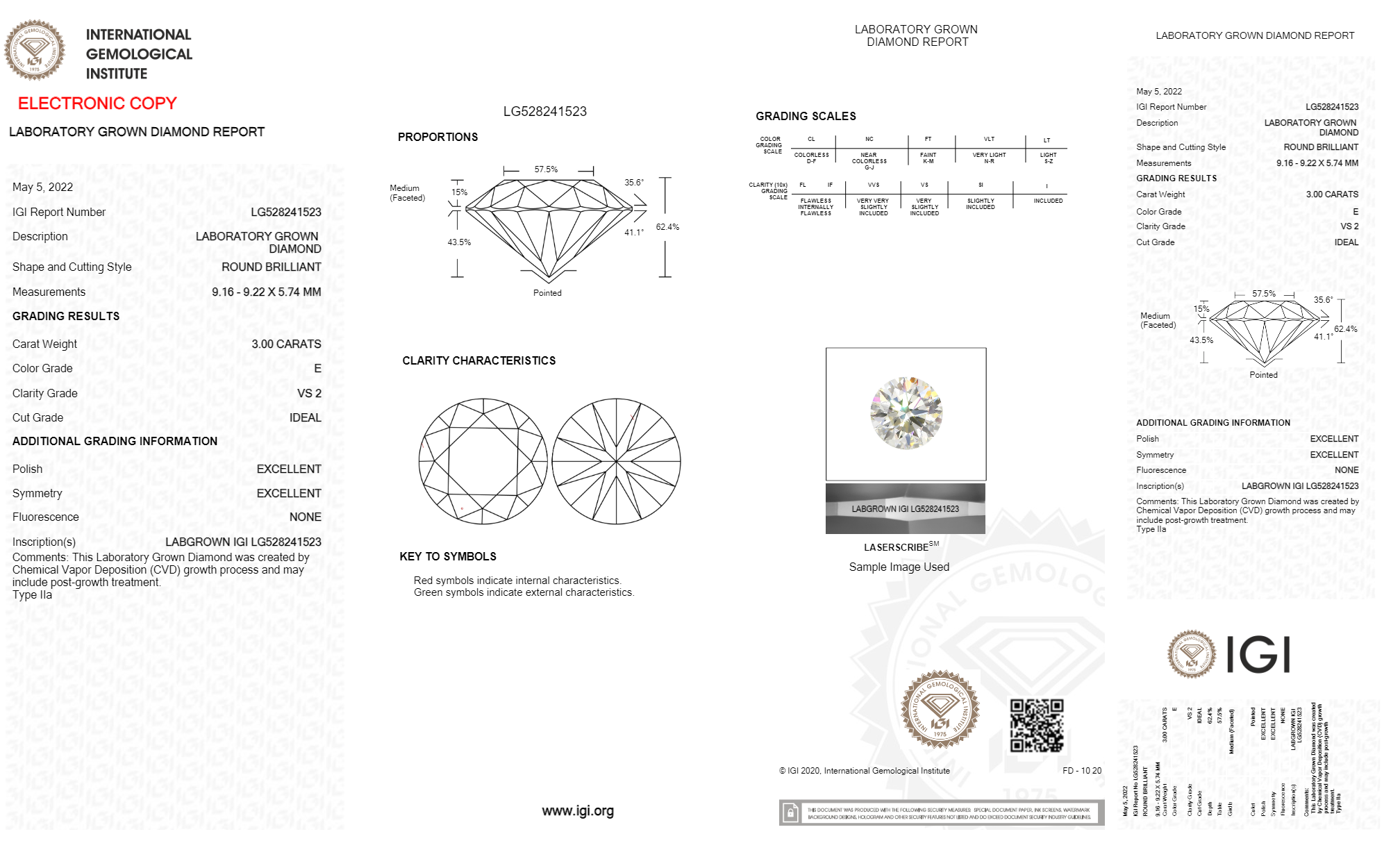 Round 3ct H Vs2 Cvd Certified Lab Grown Diamond 557213146 B24 Diamond Carat: 3.00 Carat
