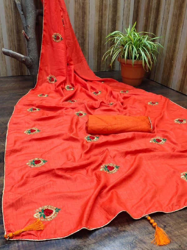 Saree Vichitra - Heavy Design Work With 1500 Stone Work, 5.5 Meter Length, Customized Blouse | Ethnic, Breathable, Embroidered, Washable