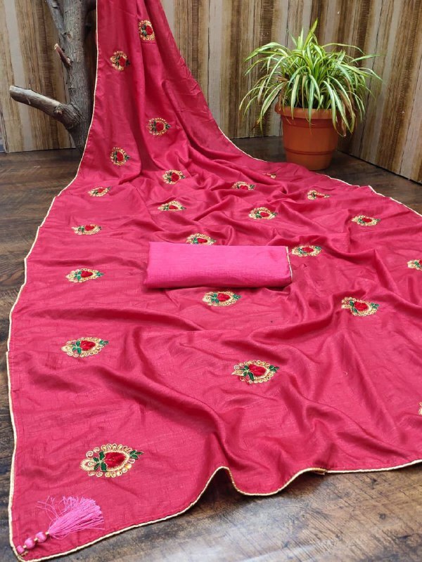 Saree Vichitra - Heavy Design Work With 1500 Stone Work, 5.5 Meter Length, Customized Blouse | Ethnic, Breathable, Embroidered, Washable