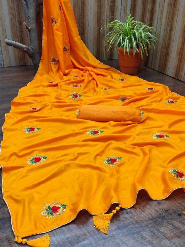 Saree Vichitra - Heavy Design Work With 1500 Stone Work, 5.5 Meter Length, Customized Blouse | Ethnic, Breathable, Embroidered, Washable