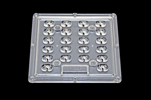 OK121-3535-22x1-135x85 Degree - Optical Grade PC, 115x105x4.4 mm, Clear Color | High-Efficiency Lens for Street Light & Roadway Lighting, 89-90% Transmittance