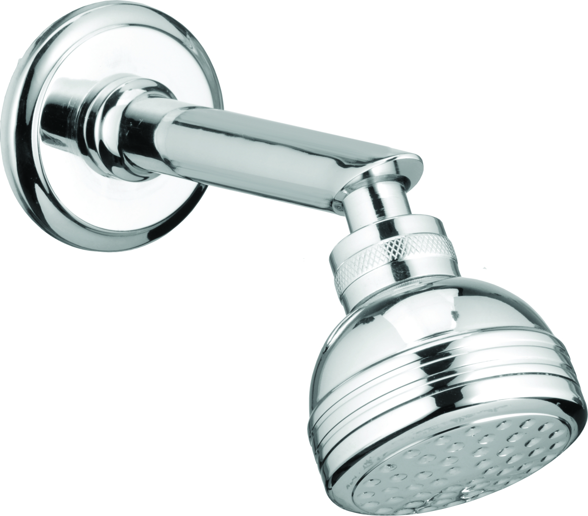 Brass Bell Band Shower - Brass, 15mm Inlet Connection, Bell Shaped Design | Single Flow Overhead Shower With Rain Flow Effect, Includes Shower Arm