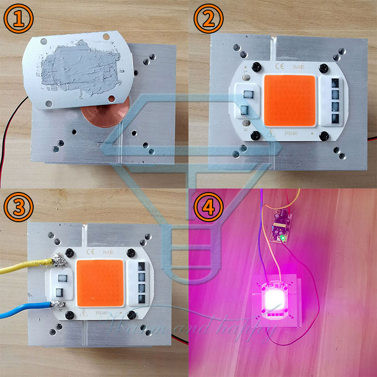 High Power Led Full Spectrum Chip - 60x40mm With White & Warm White, 20w/30w/50w Options | Pf Above 0.9, Suitable For Plant Growth, 380-840nm Spectrum, Driverless Ac110/220v