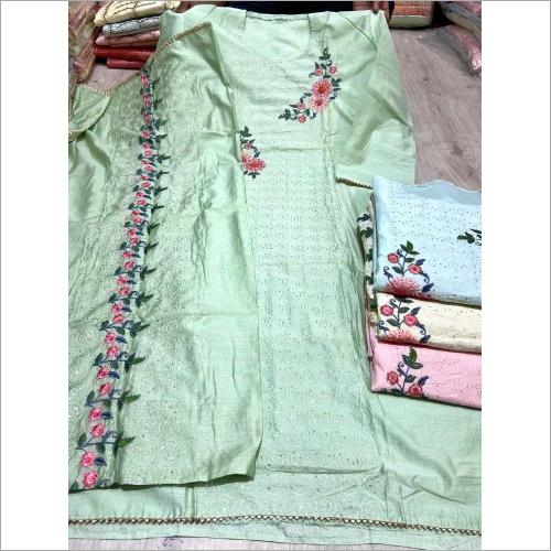 Embroidered Chanderi Suit Recommended Season: All