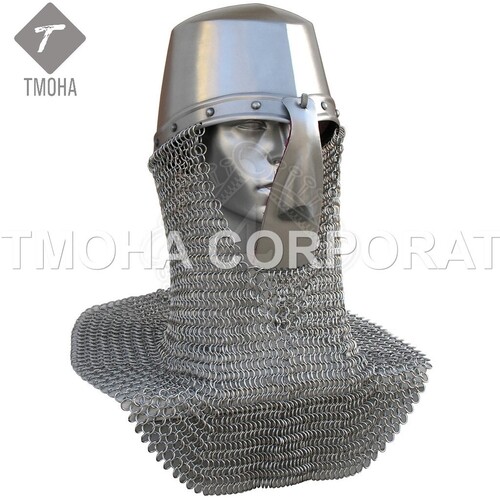 आयरन मध्यकालीन आर्मर हेलमेट नाइट हेलमेट क्रूसेडर हेलमेट प्राचीन हेलमेट नॉर्मन हेलमेट प्लास्टिक नाक और पेटेंट फिनिश के साथ Ah0592