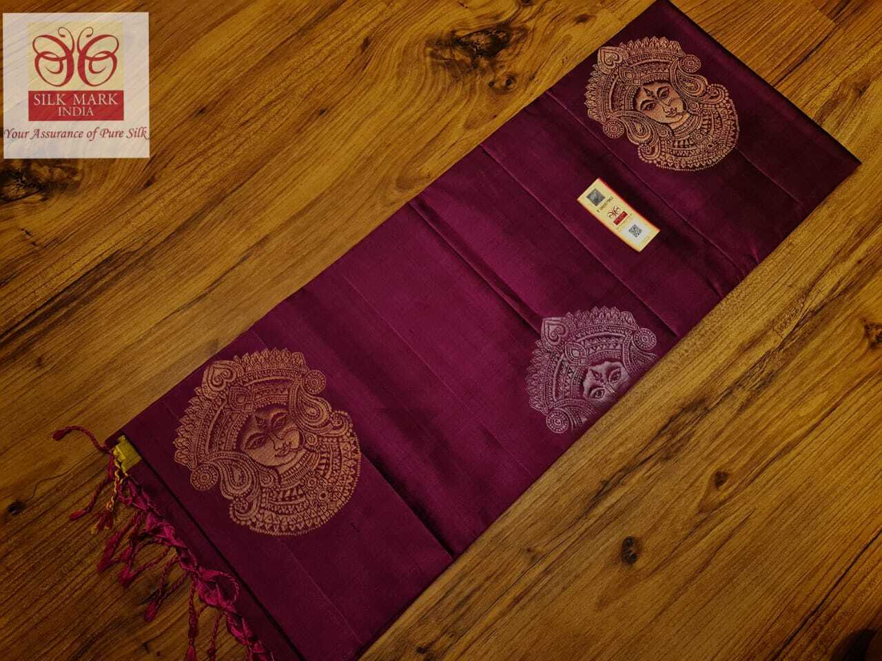 Purple Pure Soft Silk Kalamakari Silk Saree