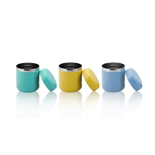 Radiant Cannisters - Stainless Steel, 300-750 Ml , Glossy Blue Green Yellow Finish, Non-toxic Chrome Coat, Rust Protection, Ideal For Snacks
