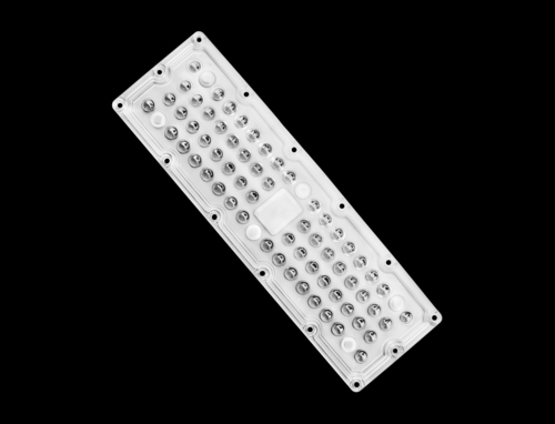 OM364-64X1-3535-60 Degree - Optical Grade PC, 70.8x228.8x8.4 mm, Clear | High Bay Lens, High-Efficiency Design, 89-90% Transmittance