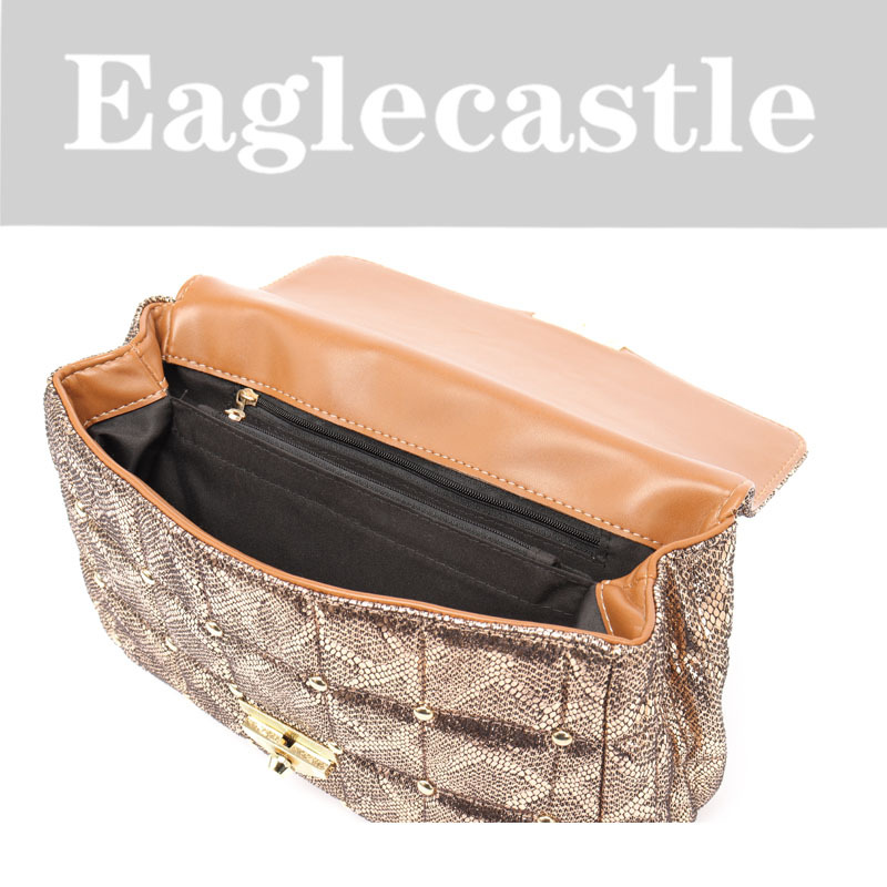 Classic Pu Leather Snake Pattern Shoulder Bag - Customized Size & Color Options, Polyester Lining, Button Closure For Women