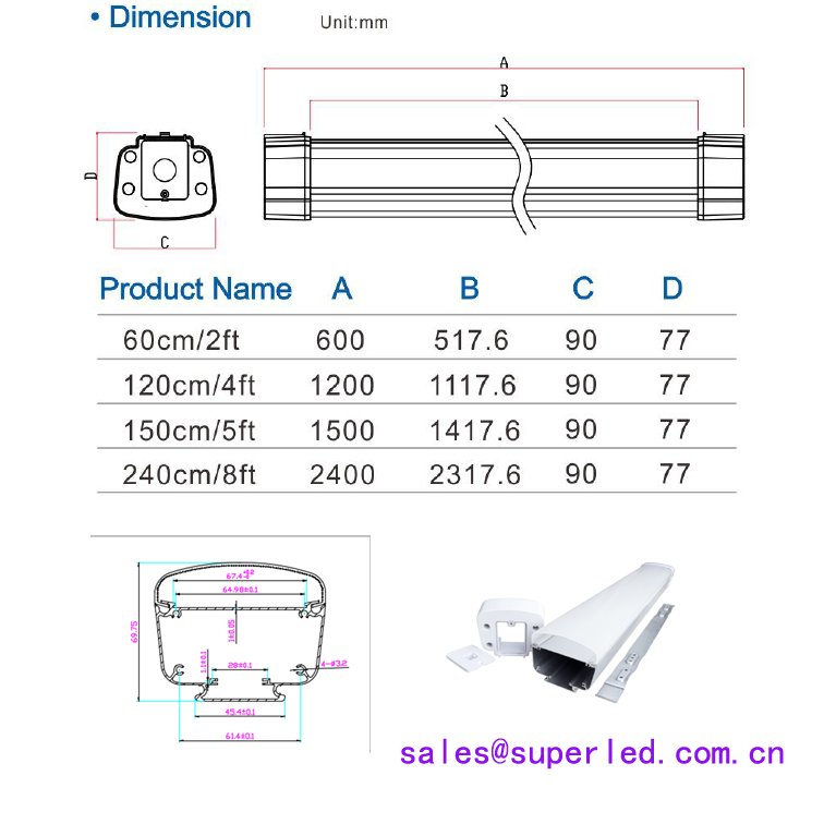 Aluminum Profile Led Linear Light Ip65 Pc Diffuser Aluminum Extrusion Profile - Color: White