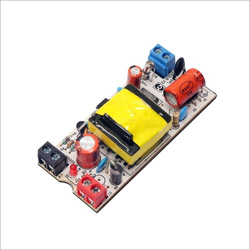 12V 2A Power Supply Circuit Board - Rigid Yellow Construction, Transformer & Rectifier Integration for Electronic Devices