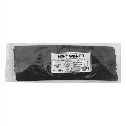 NEXTWINNER 10mm Black Color Polyolefin Heat Shrink Tube - 254mm Length, 2:1 Shrinking Ratio, Temperature Range 50°C to 125°C