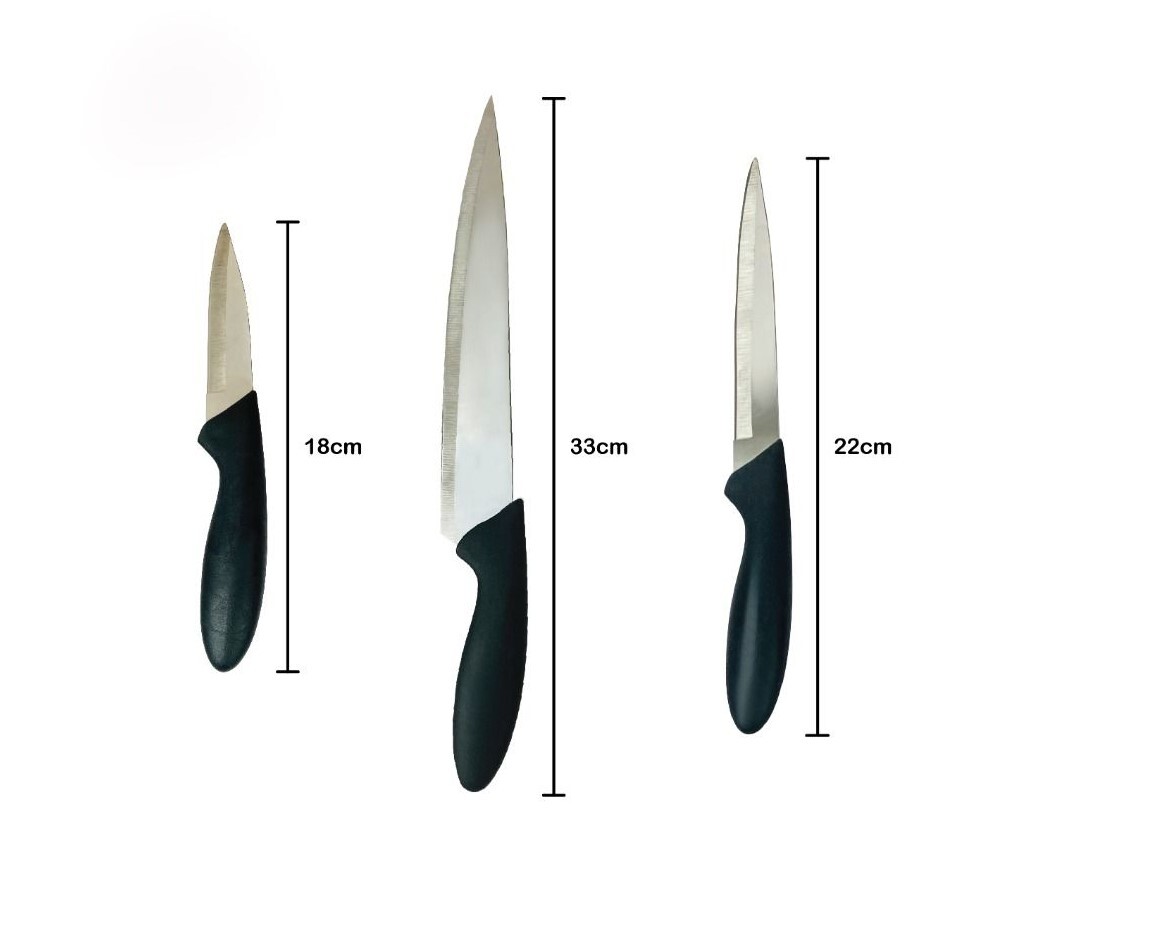 Kithen Knives 3 Pcs Set - Color: Black