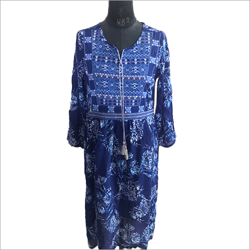 Blue Women Embroidered Printed Top