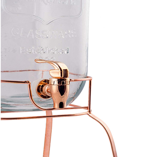 5 Liters Glass And Metal Dispenser Set