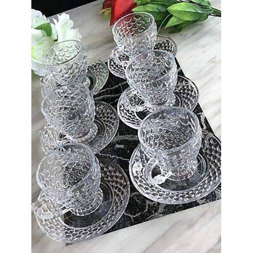 Transparent 210ml Fish Tea Cup With Saucer 6pcs