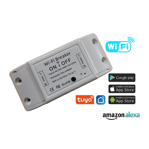 Wifi Circuit Breaker 10A Smart Switch Tuya Full Automatic Automation Systems Control Smart Home System - Color: White