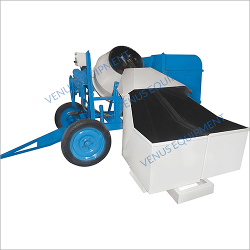 Blue Concrete Mixer With Hydraulic Hopper