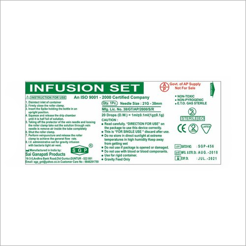 White Plastic Infusion Set Pouches