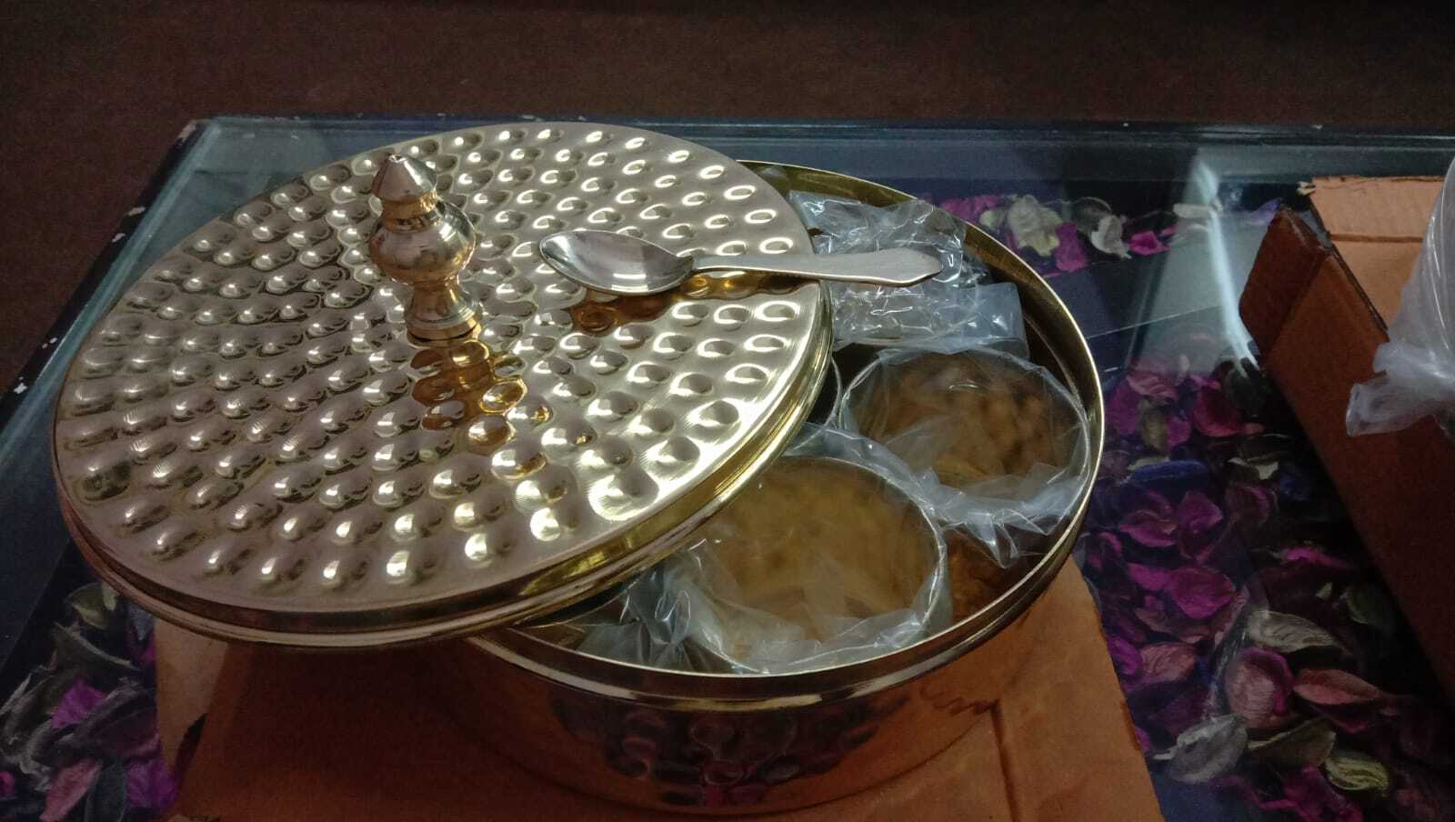 Brass Spice Box - Thick Metal Construction, Customized Size, Rustic Golden Finish | Ideal For Preserving Antioxidant Properties Of Spices And Dry Fruits