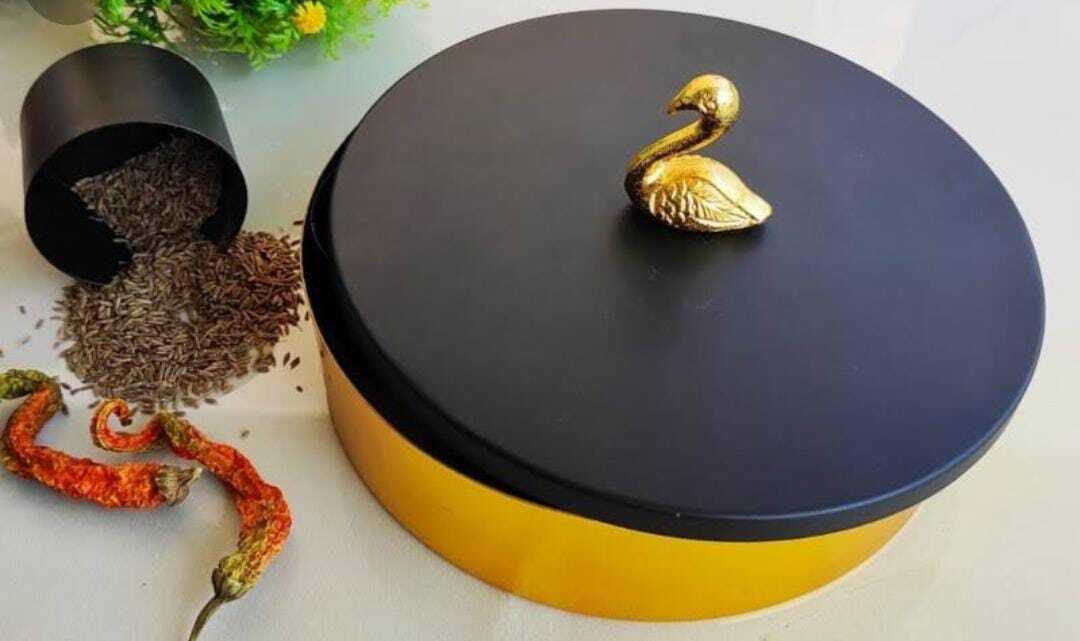 Brass Spice Box - Thick Metal Construction, Customized Size, Rustic Golden Finish | Ideal For Preserving Antioxidant Properties Of Spices And Dry Fruits