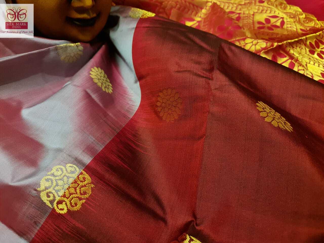 Marron With Pink Turning Border Soft Silk Saree