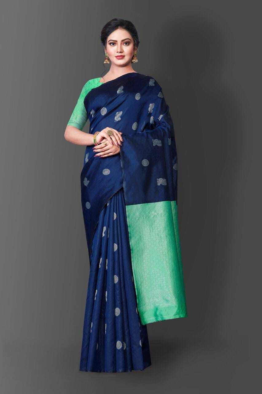 Jacquard Saree - Traditional Printed Design, Customized Logo | Breathable, Washable, Suitable For All Seasons, Random Designs Available