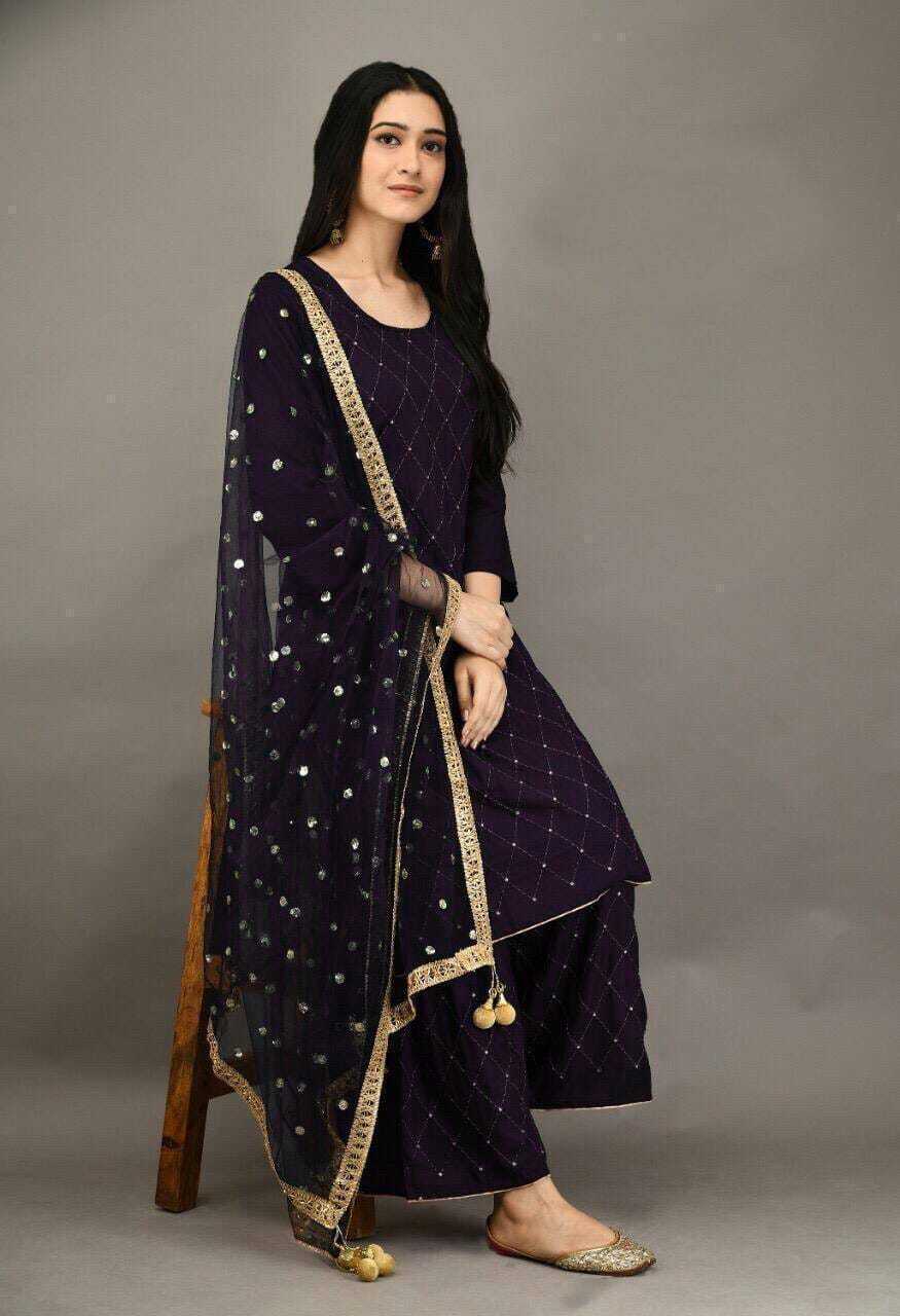 Kurti Plazo And Dupatta Set - Heavy 14 Kg Rayon With Classical Embroidery, Customized Sizes S-xxl, Breathable & Washable, 3/4th Sleeve Design
