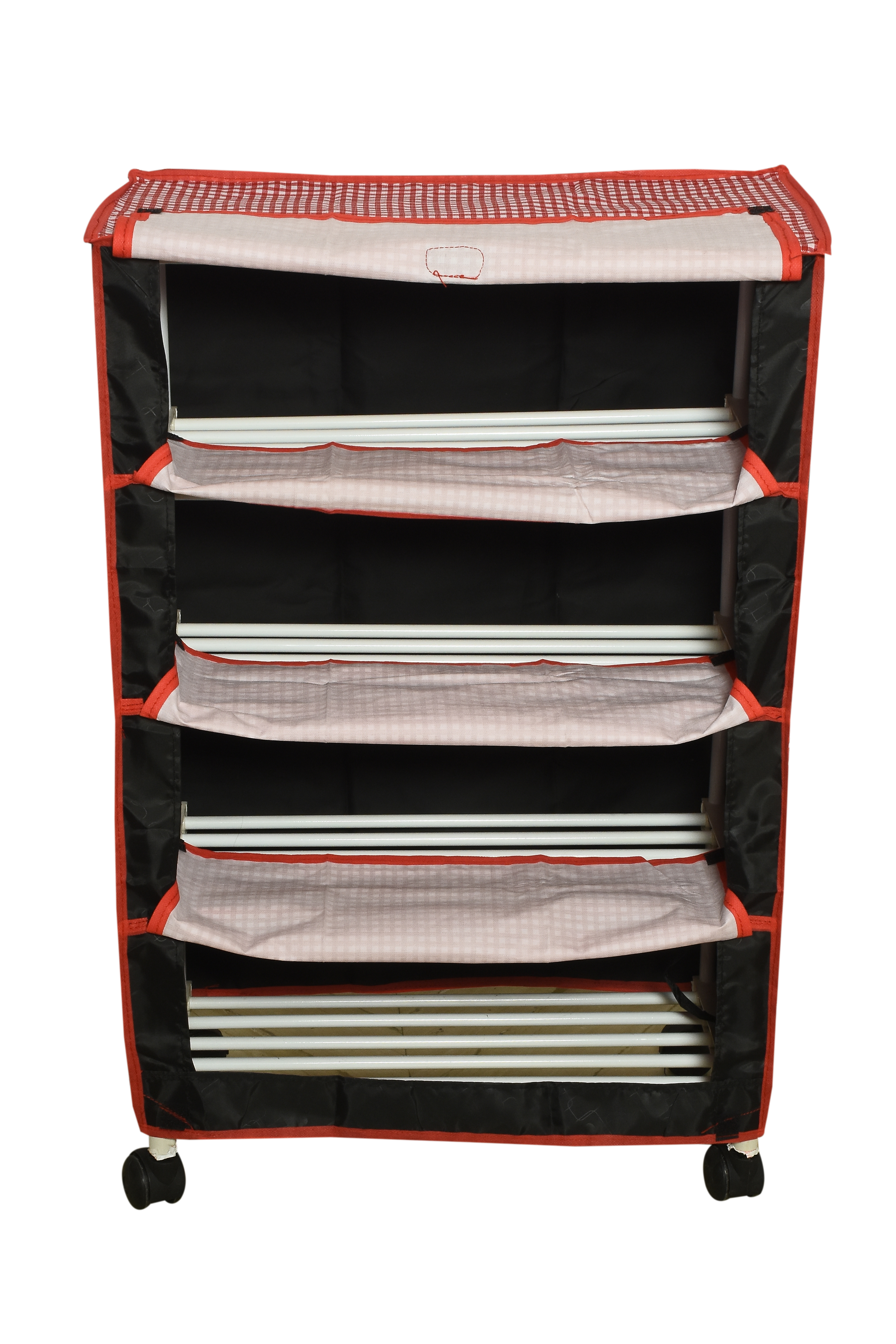 Stylish 4 Shelf Shoe Rack - Premium Quality Steel With Powder Coated Chrome Finish | Multi-color Dust-free Cover Effective Space Utilization