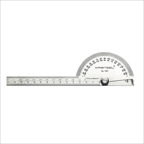 Degree Protractor With Graduated Arm - Stainless Steel Ruler 1.0 Thick & Base 2.0 Thick, 0° To 180° Range, Elegant Design for Accurate Angle Measurement