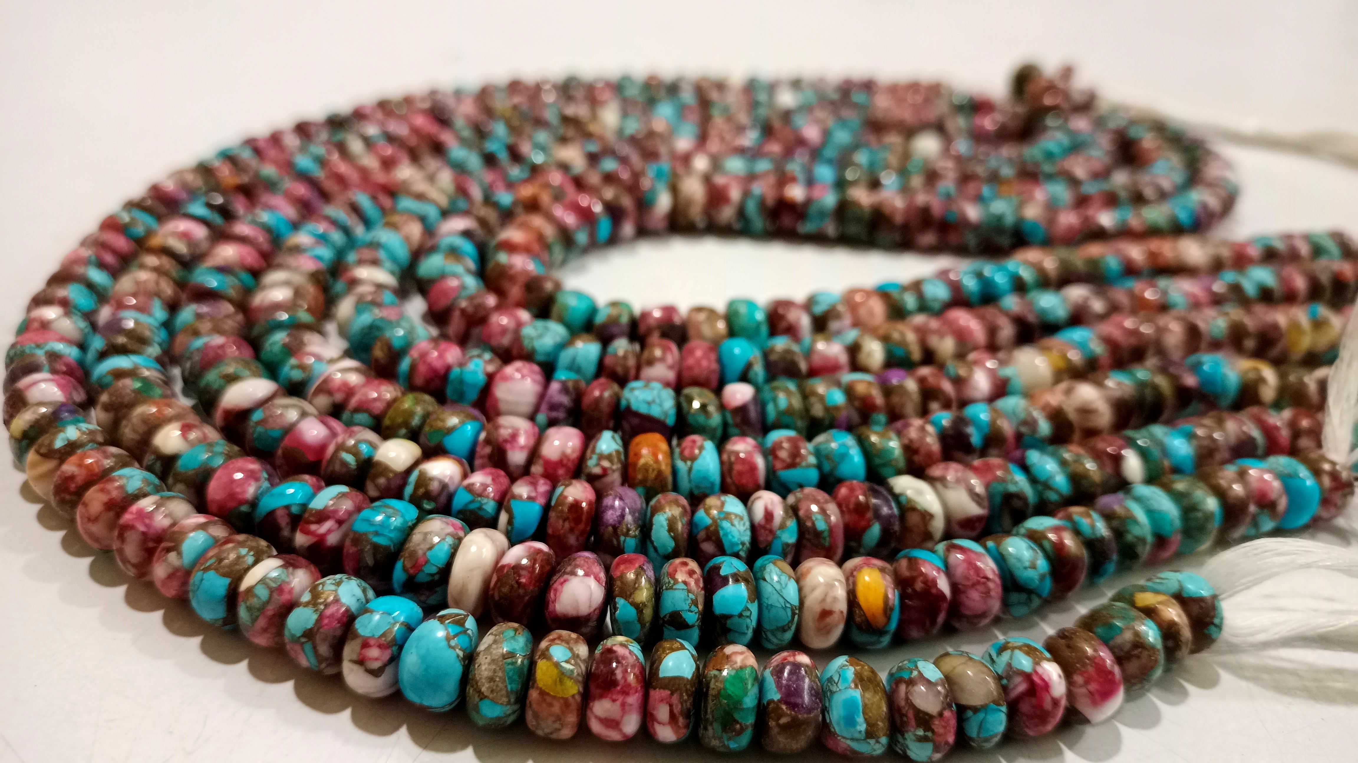 Mohave Spiny Oyster Pink Blue Copper Turquoise 8mm at INR