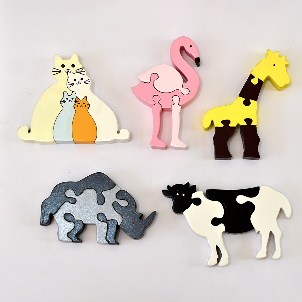 Animal Puzzle - Wooden, Varied Dimensions, Beige | Engaging Educational Toy That Develops Skills, Fun For Learning Alphabets And Numbers