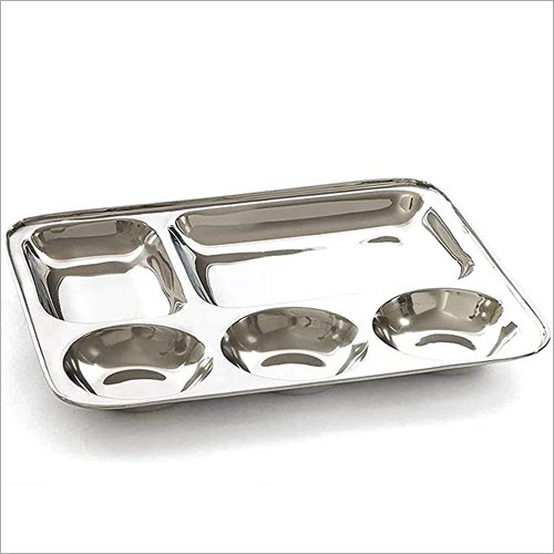 Silver 5 In 1 Stainless Steel Rectangle Dinner Plate