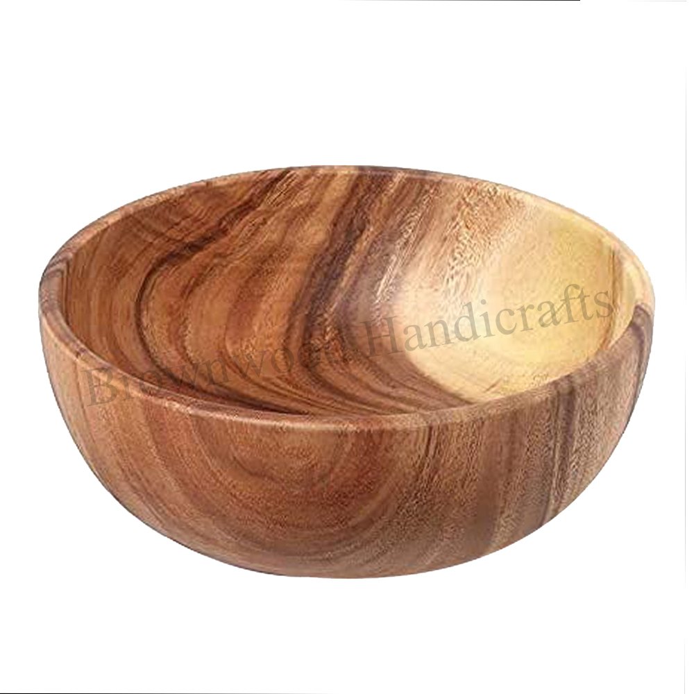 Acacia Wood Bowl With Spoon And Fork
