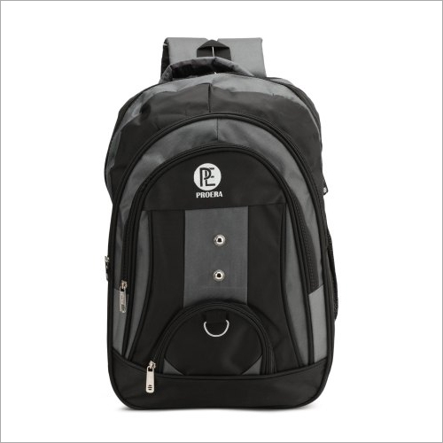Nylon School Backpack - Medium Size, Black Color | Lightweight, Durable, Multi-Compartment Design