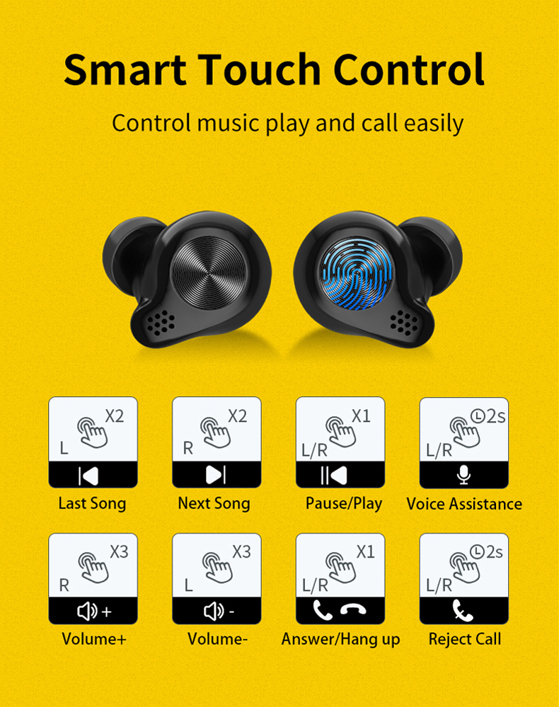 Bluetooth Tws Earbuds - Plastic Build, Bluetooth V5.1 Technology | Big Speaker Unit, Long Standby Time, Touch Operation, Rechargeable Battery