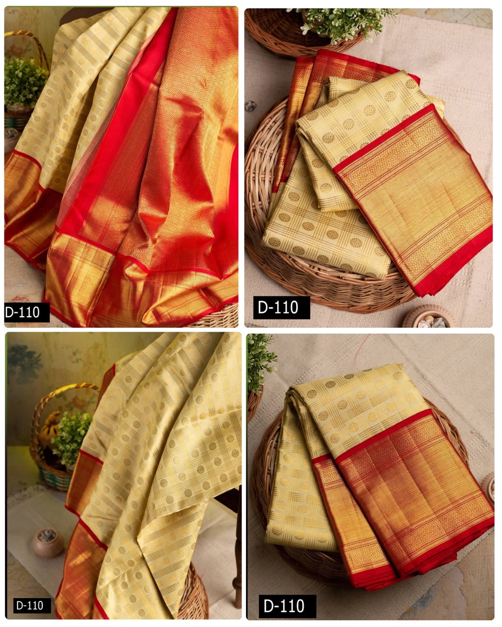 Kota Silk Saree - 6.30d, Elegant Cream With Gold Zari Multiline Checks And Rich Pallu | Breathable, Washable, Custom Logo Available