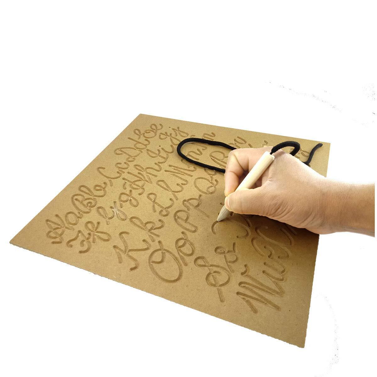 Brown Wooden Capital And Small Alphabet Cursive Writing Practice Tracing Board