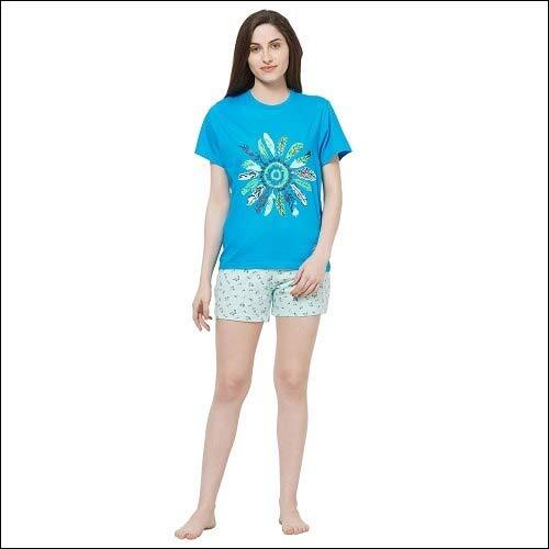 Evolove Women''s Pajama T-Shirt Sets - Cotton, Sizes L/M/S/XL | Ideal for Summer, Rainy, and Spring Nights