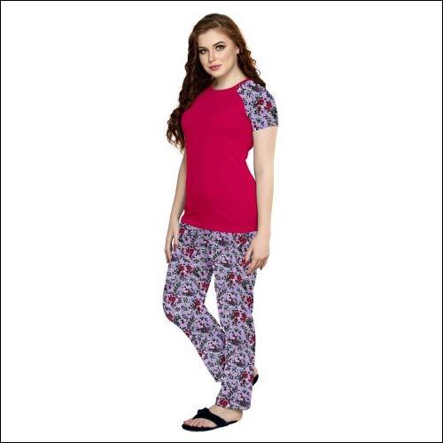 Evolove Womens Pajama T-Shirt Sets - Cotton, Available in XL, L, M | Short Sleeves, Printed Pattern, Perfect for Summer, Rainy, Spring